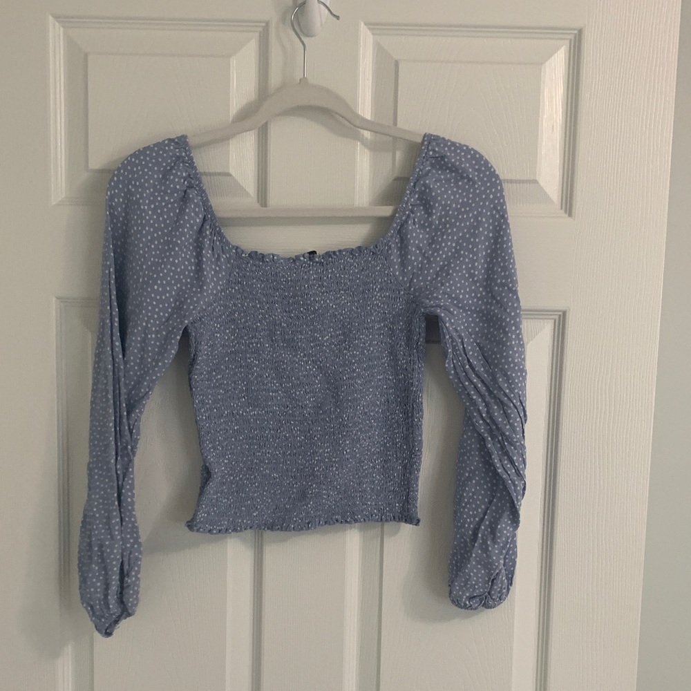 Blue Smocked Top